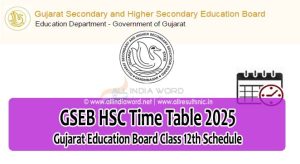 Gujarat Board 12th Date Sheet 2025 PDF Download